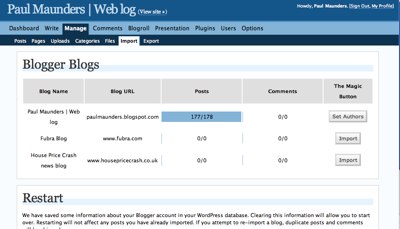 Wordpress Blogger Import Tool