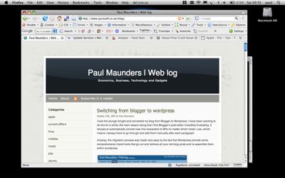 Screenshot of Blog Homepage
